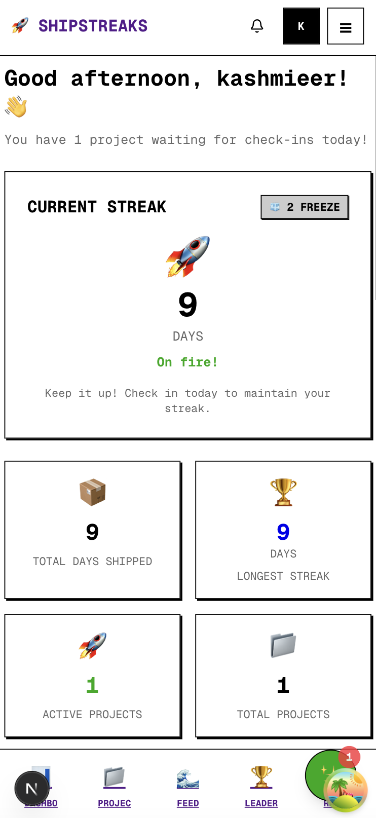 Check-in screenshot